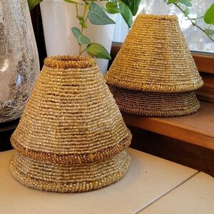 NWT Modern RUSTIC FARMHOUSE hand-beaded 5" shade